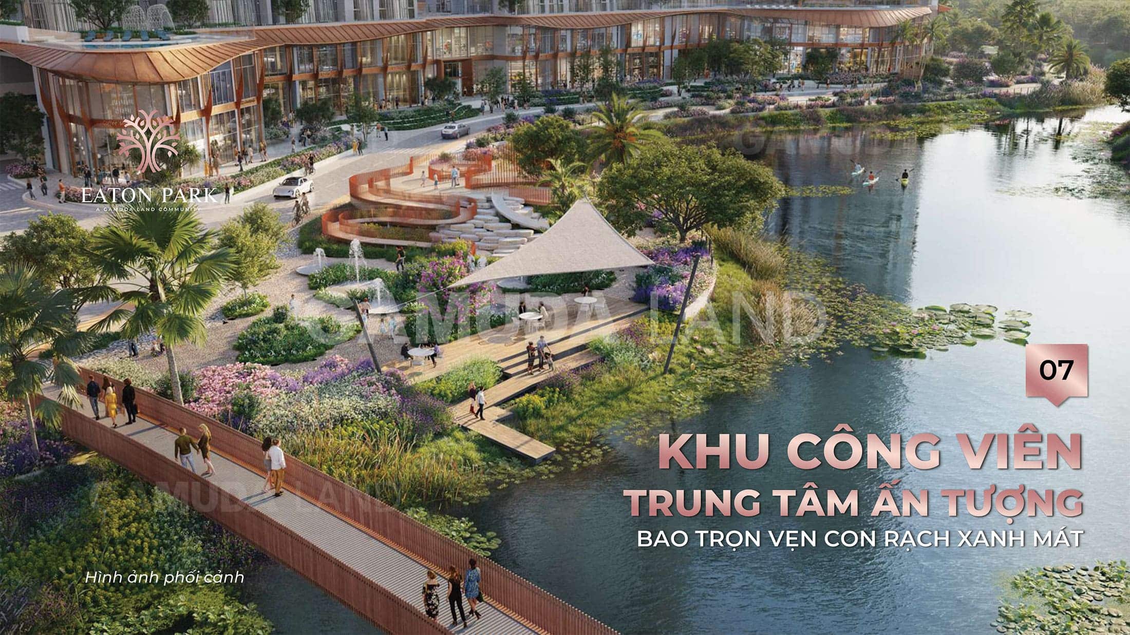 Tiện ích Khu công viên trung tâm ấn tượng bao trọn vẹn con Rạch xanh mát tại Eaton Park